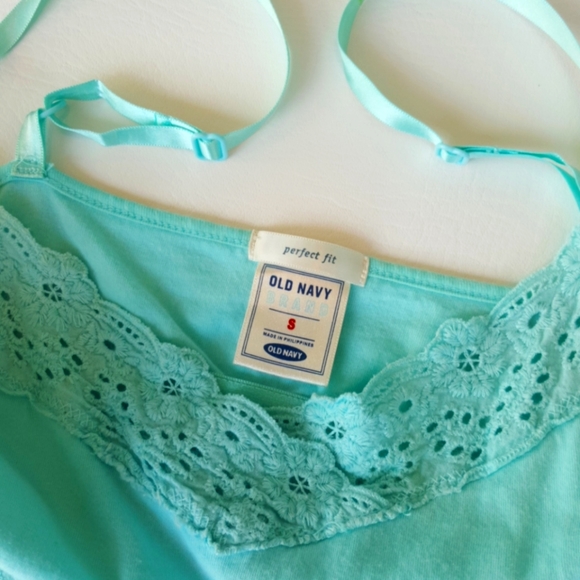 OLD NAVY ♡ Gorgeous Vintage Aqua Perfect Fit Lacey Cami Bralette Babydoll Top S - Picture 12 of 13